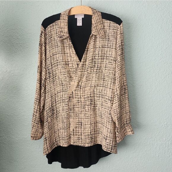 Soft surroundings pop over high low roll up sleeves lagenlook minimalist blouse - Picture 1 of 16